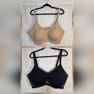 Honeylove 3x Seamless CrossOver Set Of 2 Black and Tan Bras NWOT
